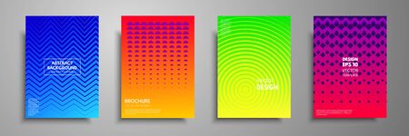Modern pastel covers with multi-colored golden shapes and objects. Abstract design template for brochures, flyers, banners, book covers, notebooks, sketchpads.のイラスト素材