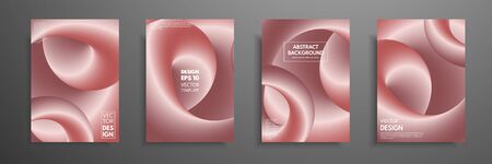 Pink gold templates set with abstract elements. Abstract blending liquid color shapes cover design. Applicable for brochures, flyers, banners, covers, notebooks, business cards and posters.のイラスト素材