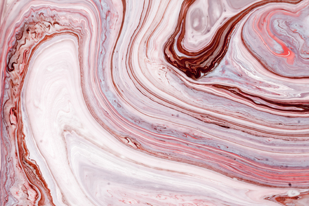 Swirls of marble or the ripples of agate. Liquid marble texture with pink and brown colors. Abstract painting background for wallpapers, posters, cards, invitations, websites. Fluid art.の写真素材
