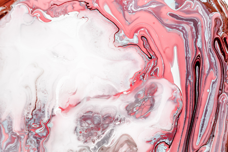 Abstract painting, can be used as a trendy background for wallpapers, posters, cards, invitations, websites. Modern artwork. Marble effect painting. Mixed white, brown and pink paints.の写真素材