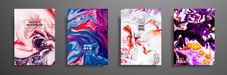 Abstract painting, can be used as a trendy background for wallpapers, posters, cards, invitations, websites. Modern artwork. Marble effect painting. Mixed blue, purple and red paintsのイラスト素材
