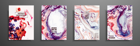 Abstract painting, can be used as a trendy background for wallpapers, posters, cards, invitations, websites. Modern artwork. Marble effect painting. Mixed blue, purple and red paintsのイラスト素材