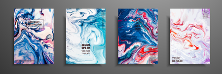 Abstract painting, can be used as a trendy background for wallpapers, posters, cards, invitations, websites. Modern artwork. Marble effect painting. Mixed blue, purple and red paintsのイラスト素材