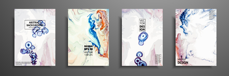 Mixture of acrylic paints. Design template with fluid art. Vector banner with colorful texture. Applicable for covers, presentation, invitation, flyers, annual reports, posters and business cardsのイラスト素材
