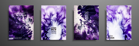 Abstract painting, can be used as a trendy background for wallpapers, posters, cards, invitations, websites. Modern artwork. Marble effect painting. Mixed blue, purple and white paintsのイラスト素材