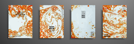 Colorful covers design set with textures. Closeup of the painting. Abstract bright hand painted background, fluid acrylic painting on canvas. Fragment of artwork. Modern artのイラスト素材