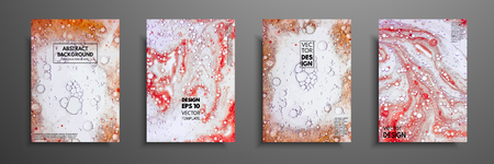 Colorful covers design set with textures. Closeup of the painting. Abstract bright hand painted background, fluid acrylic painting on canvas. Fragment of artwork. Modern artのイラスト素材