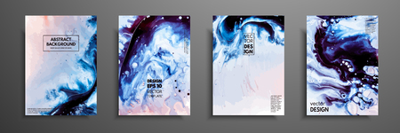 Abstract painting, can be used as a trendy background for wallpapers, posters, cards, invitations, websites. Modern artwork. Marble effect painting. Mixed blue, purple and white paintsのイラスト素材