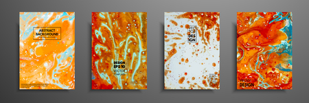 Colorful covers design set with textures. Closeup of the painting. Abstract bright hand painted background, fluid acrylic painting on canvas. Fragment of artwork. Modern artのイラスト素材