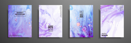 Abstract painting, can be used as a trendy background for wallpapers, posters, cards, invitations, websites. Modern artwork. Marble effect painting. Mixed blue, purple and white paintsのイラスト素材