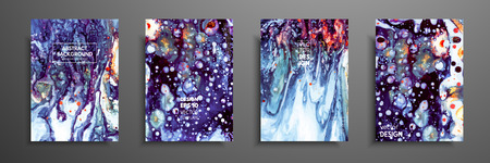 Colorful covers design set with textures. Closeup of the painting. Abstract bright hand painted background, fluid acrylic painting on canvas. Fragment of artwork. Modern artのイラスト素材