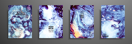 Colorful covers design set with textures. Closeup of the painting. Abstract bright hand painted background, fluid acrylic painting on canvas. Fragment of artwork. Modern artのイラスト素材