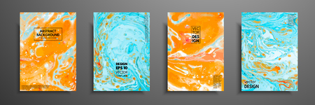 Colorful covers design set with textures. Closeup of the painting. Abstract bright hand painted background, fluid acrylic painting on canvas. Fragment of artwork. Modern artのイラスト素材