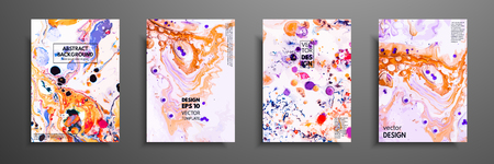 Creative trendy cards. Abstract painting templates with place for your text. Fluid art. Applicable for design covers, presentation, invitation, flyers, annual reports, posters and business cardsのイラスト素材