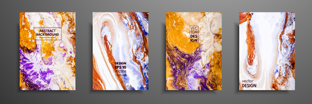 Abstract painting, can be used as a trendy background for wallpapers, posters, cards, invitations, websites. Modern artwork. Marble effect painting. Mixed white, purple and orange paintsのイラスト素材
