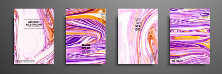 Hand drawn collection of card made by acrylic homemade texture. Liquid colorful texture. Fluid art. Abstract painting templates. Design for banner, poster, cover, invitation, placard, brochure, flyer.のイラスト素材