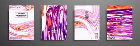 Hand drawn collection of card made by acrylic homemade texture. Liquid colorful texture. Fluid art. Abstract painting templates. Design for banner, poster, cover, invitation, placard, brochure, flyer.のイラスト素材