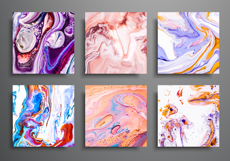 Dynamic backgrounds. trendy placards, commercial covers set. Marble colorful effect. Abstract page poster template for catalog, creative abstract brochure illustration, cover, flyer, packaging design.のイラスト素材