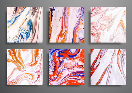 Dynamic backgrounds. trendy placards, commercial covers set. Marble colorful effect. Abstract page poster template for catalog, creative abstract brochure illustration, cover, flyer, packaging designのイラスト素材