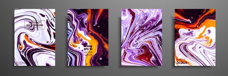 Covers with acrylic liquid textures. Colorful abstract composition. Modern artwork. Creative fluid colors backgrounds. Applicable for design placard, flyer, posterのイラスト素材