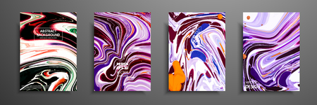 Covers with acrylic liquid textures. Colorful abstract composition. Modern artwork. Creative fluid colors backgrounds. Applicable for design placard, flyer, posterのイラスト素材