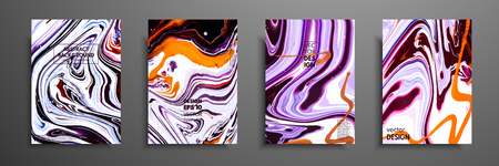 Covers with acrylic liquid textures. Colorful abstract composition. Modern artwork. Creative fluid colors backgrounds. Applicable for design placard, flyer, posterのイラスト素材