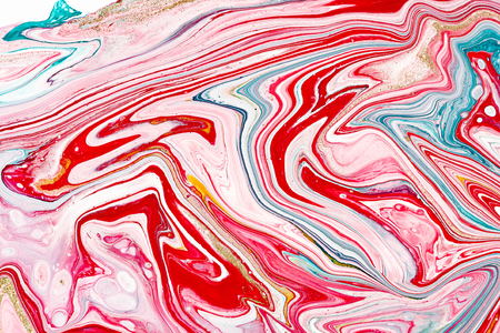 Hand painted backgrounds. Pink, white and yellow mixed acrylic paints. Liquid marble texture. Applicable for design packaging, labels, business cards, placard, covers, textile and decor interiorの写真素材