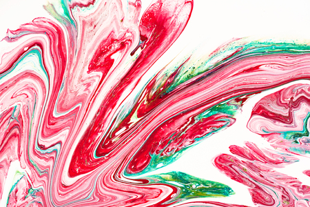 Hand painted backgrounds. Pink, white and yellow mixed acrylic paints. Liquid marble texture. Applicable for design packaging, labels, business cards, placard, covers, textile and decor interiorの写真素材