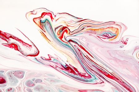 Hand painted backgrounds. Pink, white and yellow mixed acrylic paints. Liquid marble texture. Applicable for design packaging, labels, business cards, placard, covers, textile and decor interiorの写真素材