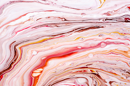 Hand painted backgrounds. Pink, white, brown and yellow mixed acrylic paints. Liquid marble texture. Applicable for printable, design packaging, cards, placard, covers, textile and decor interiorの写真素材