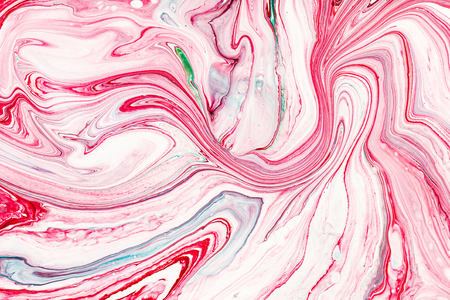 Hand painted backgrounds. Pink, white and yellow mixed acrylic paints. Liquid marble texture. Applicable for design packaging, labels, business cards, placard, covers, textile and decor interiorの写真素材