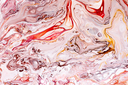 Hand painted backgrounds. Pink, white, brown and yellow mixed acrylic paints. Liquid marble texture. Applicable for printable, design packaging, cards, placard, covers, textile and decor interiorの写真素材
