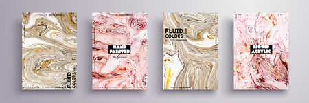 Abstract painting, can be used as a trendy background for wallpaper, poster, invitation, cover and presentation. Fluid art. Liquid marble texture with mixed of acrylic yellow, pink, black paints.のイラスト素材