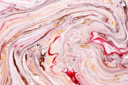 Hand painted backgrounds. Pink, white, brown and yellow mixed acrylic paints. Liquid marble texture. Applicable for printable, design packaging, cards, placard, covers, textile and decor interiorの写真素材