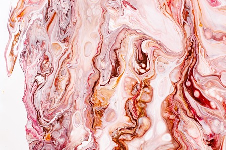 Hand painted backgrounds. Pink, white, brown and yellow mixed acrylic paints. Liquid marble texture. Applicable for printable, design packaging, cards, placards, covers, textile and decor interiorの写真素材