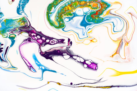 Bright resin art abstract background. Multicolor marble surface, mineral stone texture. Violet,...