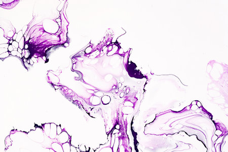 Acrylic abstract paint violet waves. Marbled, beautiful granite texture. Vibrant, colorful, liquid,...