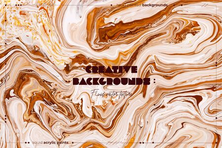 Bright resin art abstract background. Multicolor marble surface, mineral stone texture. Violet, orange and blue paint mix wallpaper. Fluid, color liquid flow effect. Watercolor, acrylic waves, swirlsの写真素材