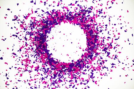 Paper confetti round shaped colorful blank border.の写真素材