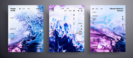 Abstract liquid placard, fluid art vector texture pack. Trendy background that applicable for design...