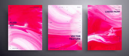 Abstract liquid poster, fluid art vector texture set. Trendy background that can be used for design cover, invitation, presentation and etc. Pink and white universal trendy painting backdropのイラスト素材