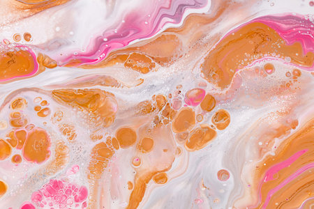 Fluid art texture. Backdrop with abstract iridescent paint effect. Liquid acrylic artwork with...