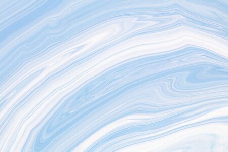 Fluid art texture. Backdrop with abstract iridescent paint effect. Liquid acrylic picture with flows and splashes. Mixed paints for posters or wallpapers. Blue, cyan and white overflowing colorsの写真素材