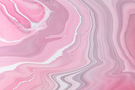 Fluid art texture. Abstract backdrop with mixing paint effect. Liquid acrylic picture with flows and splashes. Mixed paints for website background. Lavender, pink and white overflowing colorsの写真素材
