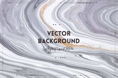 Fluid art texture. Backdrop with abstract iridescent paint effect. Liquid acrylic picture with beautiful mixed paints. Can be used for interior poster. Black, white and golden overflowing colorsのイラスト素材