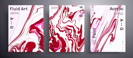 Abstract vector poster, pack of modern design fluid art covers. Trendy background that applicable for design cover, poster, brochure and etc. Pink, red and white unusual creative surface templateのイラスト素材