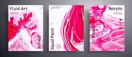 Abstract vector placard, texture pack of fluid art covers. Trendy background that applicable for design cover, poster, brochure and etc. Pink and white universal trendy painting backdropのイラスト素材