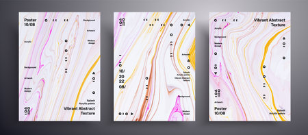 Abstract liquid poster, fluid art vector texture collection. Trendy background that applicable for...