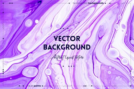 Fluid art texture. Abstract backdrop with iridescent paint effect. Liquid acrylic picture that flows and splashes. Mixed paints for baner or wallpaper. Purple, white and lavender overflowing colorsのイラスト素材