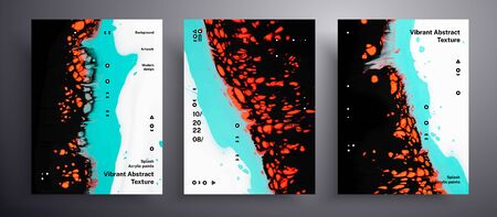 Abstract vector banner, texture set of fluid art covers. Trendy background that applicable for design cover, invitation, flyer and etc. Black, red and blue unusual creative surface templateのイラスト素材
